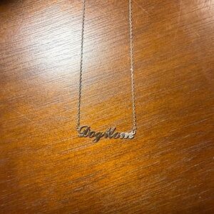 Brass Gold 'Dog Mom' Nameplate Necklace